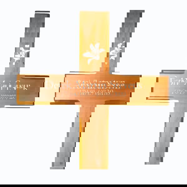 Memorials Direct Personalised Mahogany Memorial Cross, Lily – Durable Wooden Grave Marker for Outdoor Use
