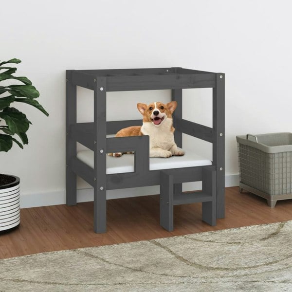 Berkfield Dog Bed Grey 55.5x53.5x60 cm Solid Wood Pine