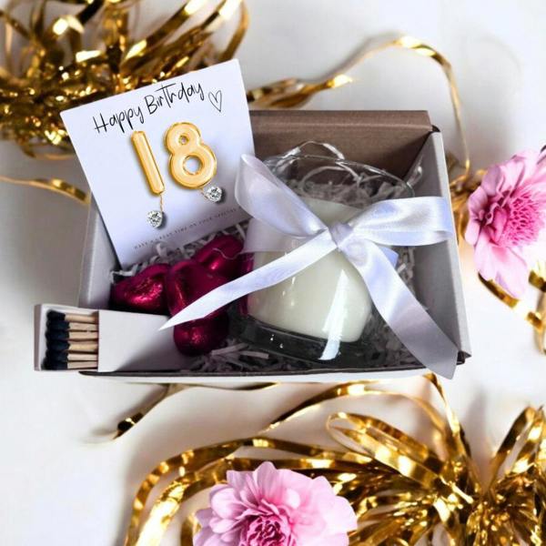 Aye Do Gifts Small 18th Birthday Gold Balloon Hamper | Candle, Earrings, Chocolates