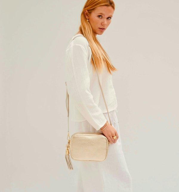 Apatchy London The Tassel Leather Crossbody Bag - Gold