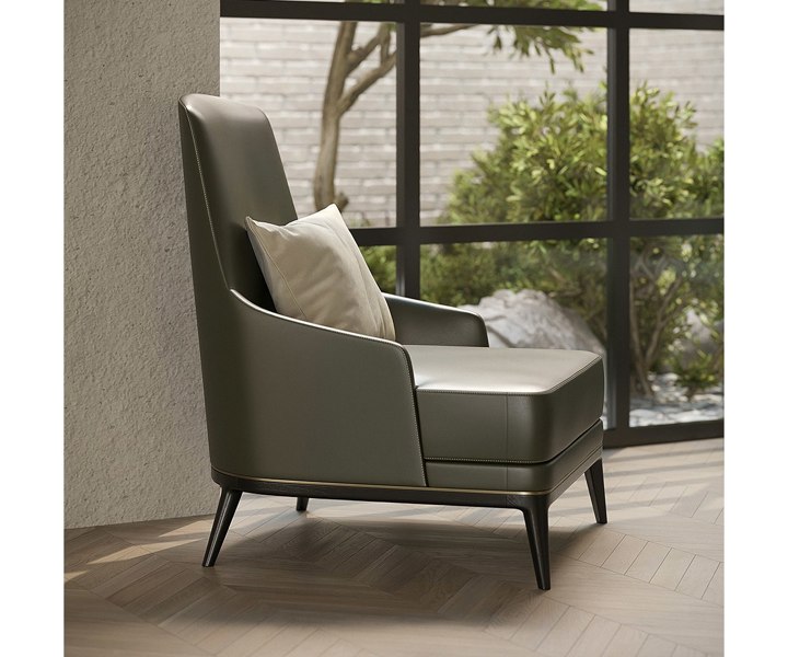 Custom furniture piece, the Redd armchair, with sophisticated design and durable materials, ideal for upscale home decor.