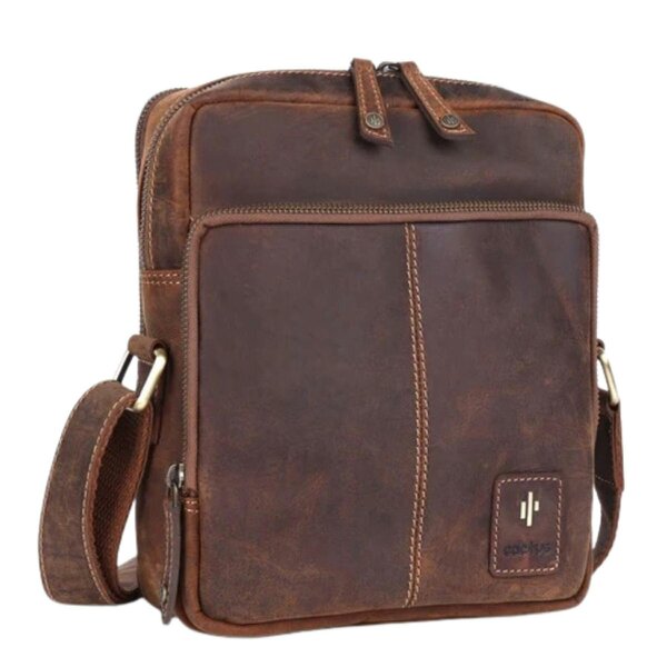 Mala Leather Cactus Brown Leather Triple Zip Crossbody