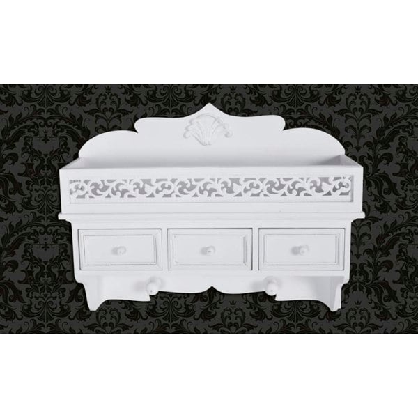 Berkfield Wall Shelf/Peg with 3 Drawers 2 Hooks