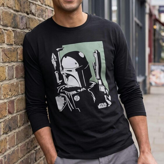 Star Wars Boba Fett Long Sleeve Graphic T-Shirt Size XXL Black