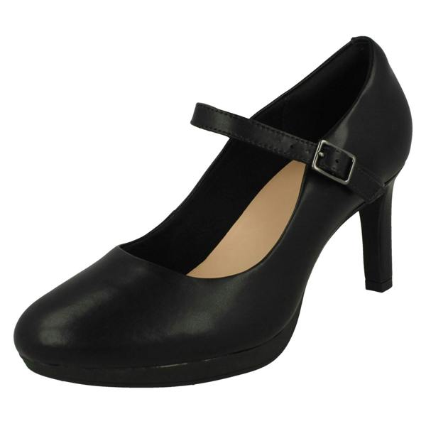 Clarks Ladies Clarks Platform Heeled Mary Jane Style Court Shoes Ambyr Shine