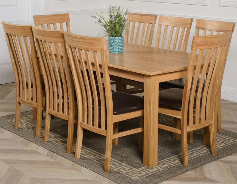 That's Furniture Oslo 180 x 90cm Large Oak Dining Set with Harvard Oak Chairs