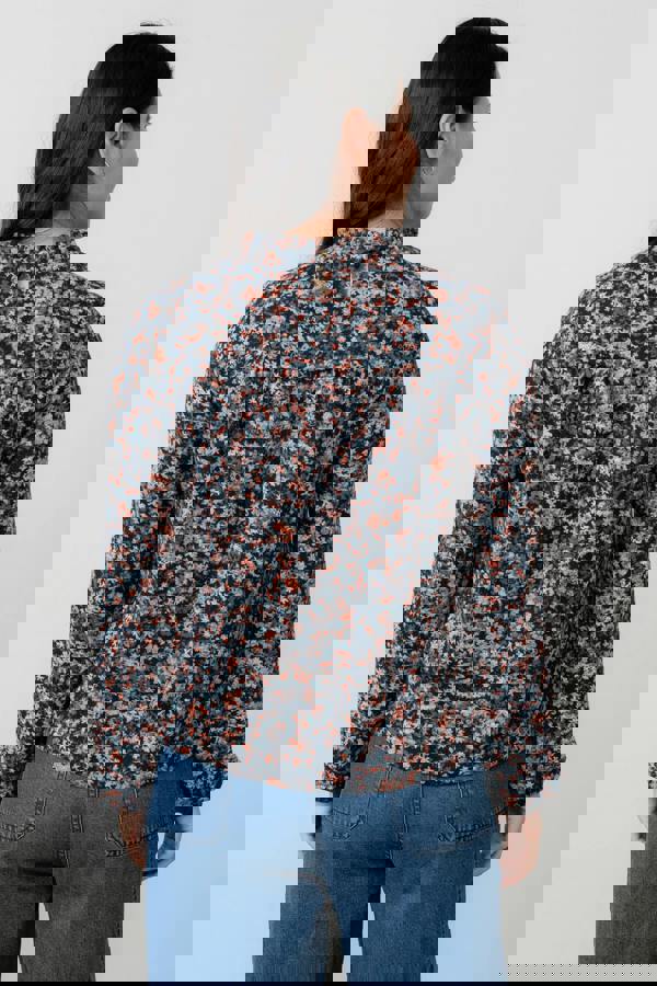 Lily & Me Eastcombe High Neck Floral Print Top Red