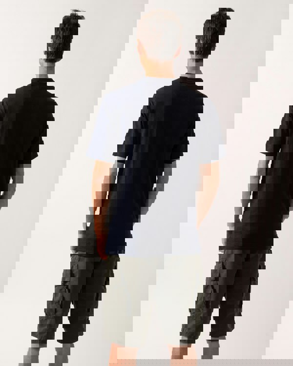 BOSS Green Tee Logo Rib Mens T-shirt with Fineline Logo Artwork -  Dark Blue 402