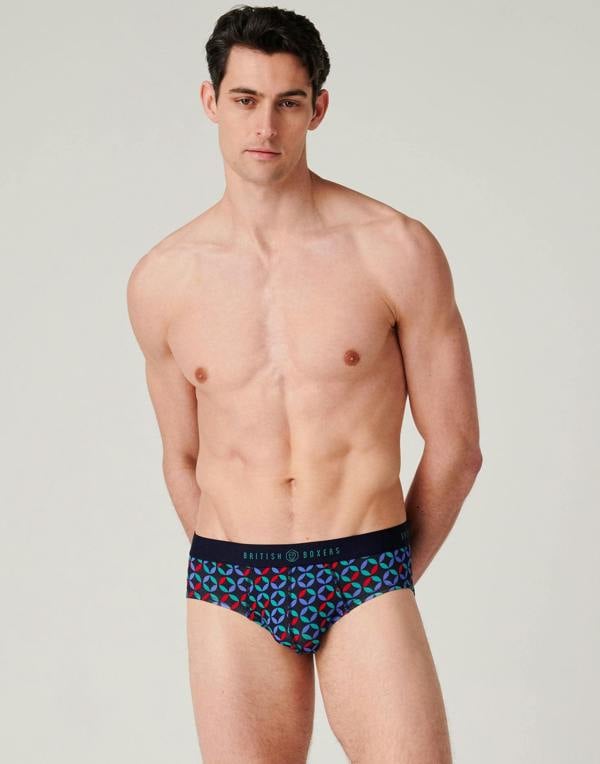 British Boxers Multipack! 4 Pairs of Men's Bamboo Briefs - Minimalist Geometric