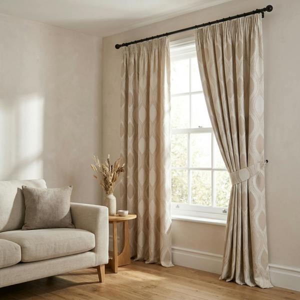 Kasian made-to-measure curtains in Natural, styled in a living room