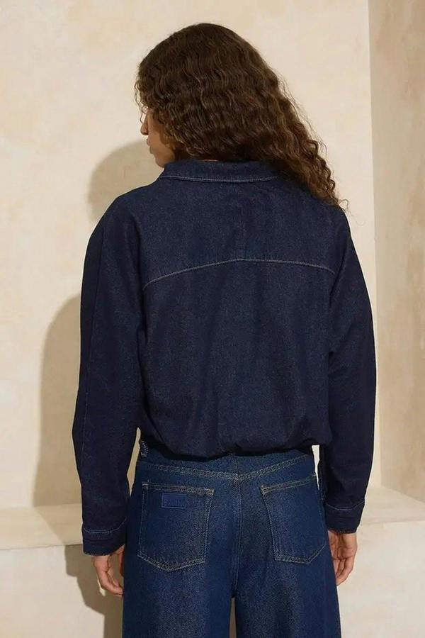 WOVCOR Stand-Up Collar Bomber 100% Cotton Denim Jacket