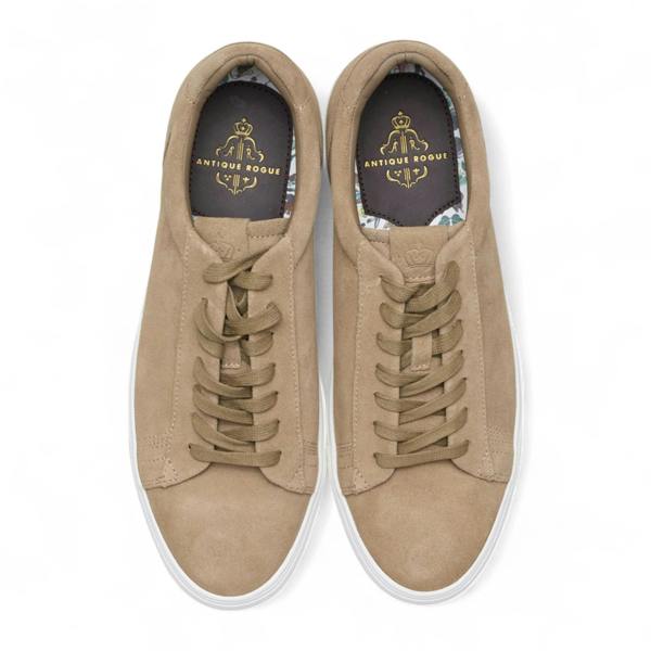 Antique Rogue Men’s Stone Grey Suede Leather Lace-Up Casual Sneakers