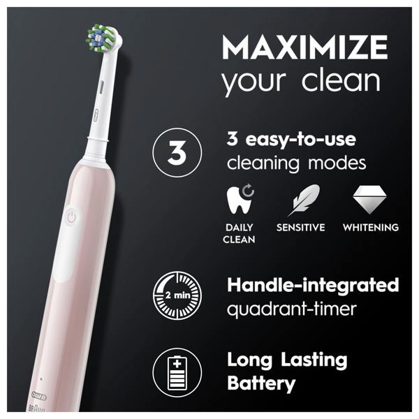Oral-B Pro Series 1 Pink Electric Toothbrush, Designed By Braun