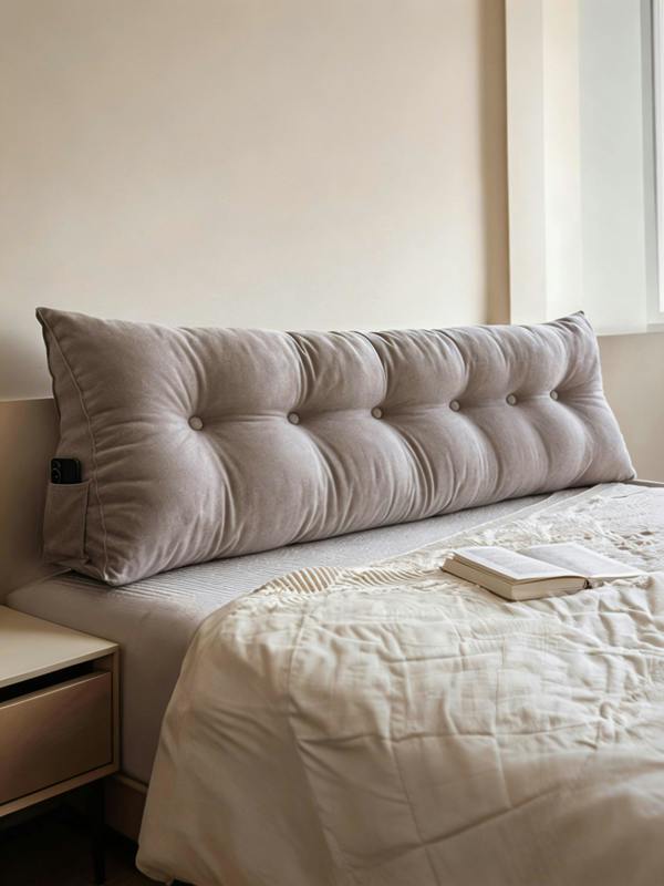 Washable Wedge Headboard Pillow with Side Pocketed