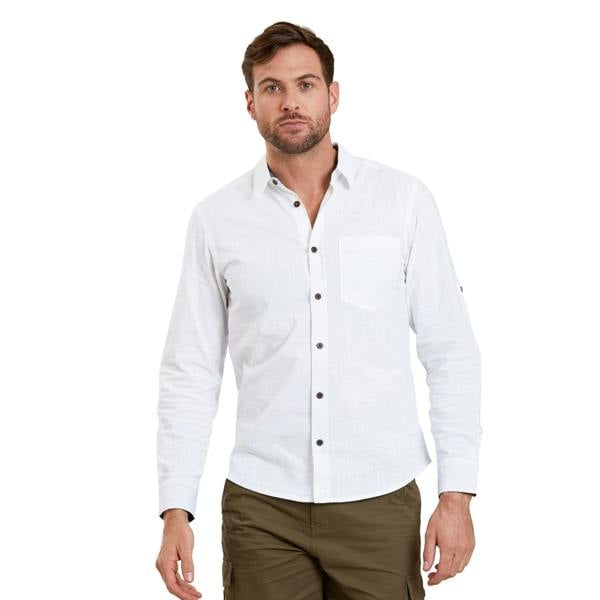Mountain Warehouse Mens Coconut Textured Long-Sleeved Shirt - White - 