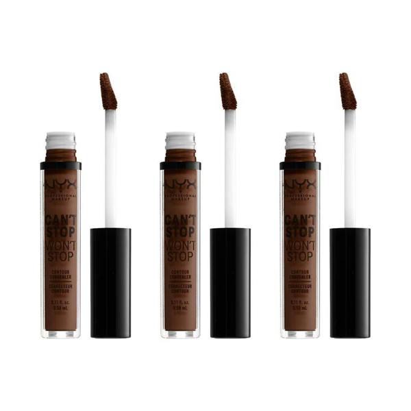 NYX Cosmetics 3 x NYX Can't Stop Won't Stop Contour Concealer 3.5ml - 22.7 Deep Walnut