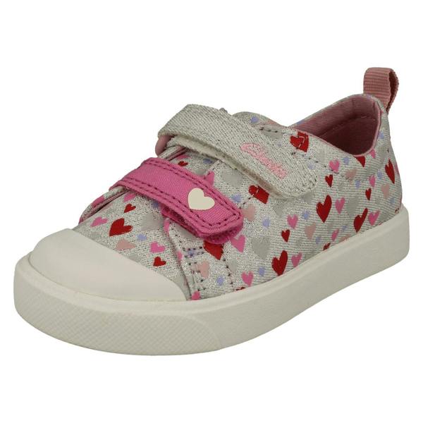 Clarks Childrens Clarks Pattern Detailed Light Weight Canvas Shoes City Bright