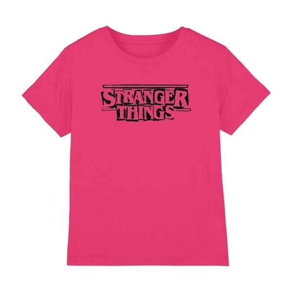 Stranger Things Kids Punk Logo T-Shirt - Hot Pink