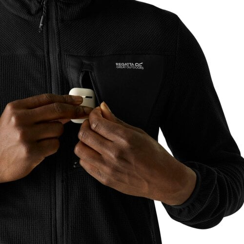 Regatta Mens Eadle Logo Full Zip Fleece - Black