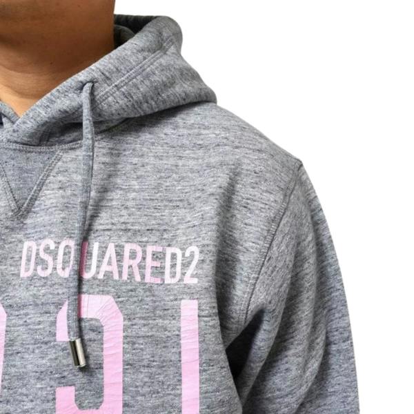 DSQUARED2 Pink Icon Cracked Logo Grey Hoodie XXL
