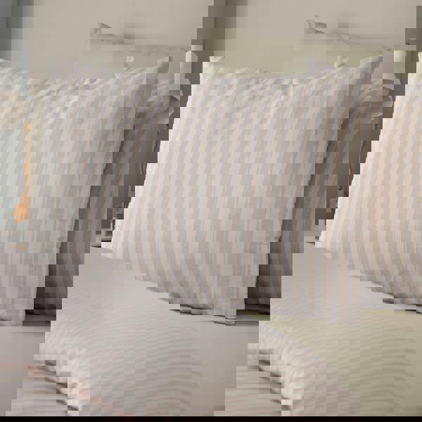 Catherine Lansfield Epping Textured Stripe Reversible Duvet Cover Set Natural