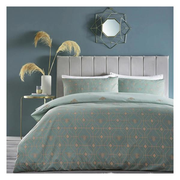 Furn Bee Deco Geometric Duvet Cover Set - Eau De Nil - 