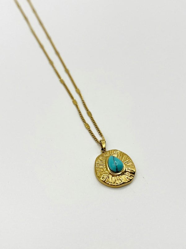 SVNX Turquoise Stone Pendant Necklace