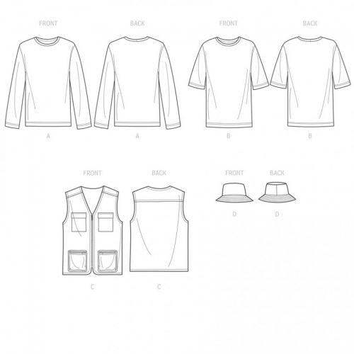 Simplicity Sewing Pattern 9651, Tops, Waistcoats, Headwear for Men, AA (34-36-38-40-42) - Easy