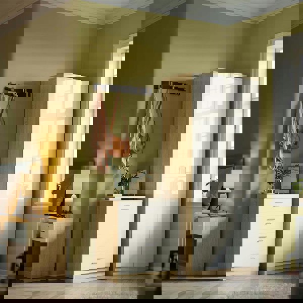 Comfy Living High Gloss Bedroom Furniture 3 Piece Trio Set Wardrobe Chest Bedside