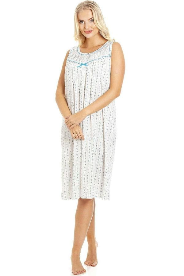 Womens Floral Pinstriped Sleeveless Nightdresses