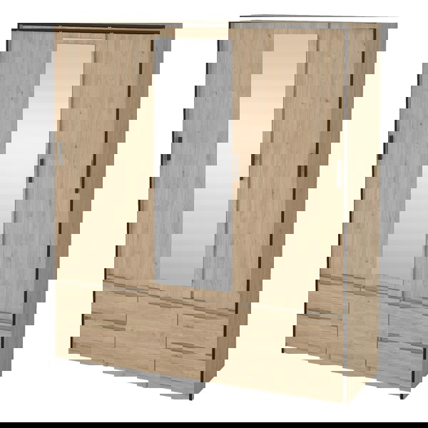 Furniture To Go Line Wardrobe with 2 Sliding Doors 1 Sliding Door with Mirror in Jackson Hickory Oak