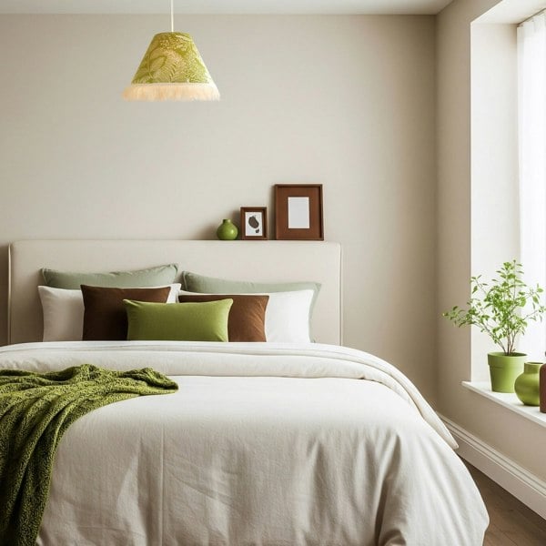 Olive Green Jacquard Linen Floral Coolie Lamp Shade with White Tassels Image 7