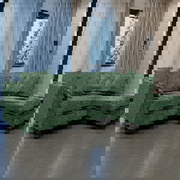 Furnishings For Less Monaco Chenille Fabric 4 Seater L Shaped Corner Sofa