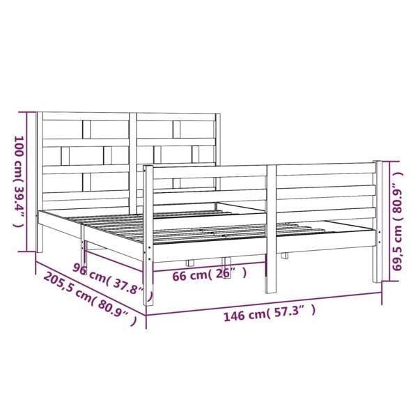 Berkfield Bed Frame Solid Wood Pine 140x200 cm