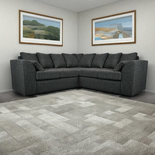 Furnishings For Less Paris Boucle Charcoal Fabric 5 Seater Corner Sofa