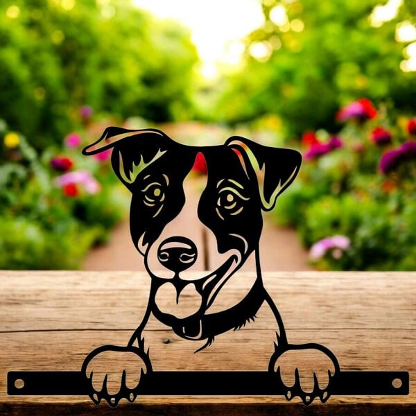 EDH Door Hardware Metal Jack Russell Peeking Dog Silhouette – 22.5cm x 32cm | Durable Outdoor & Indoor Wall Art for Garden, Fence, or Home Décor