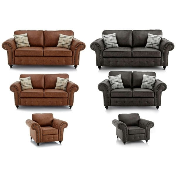 Oakland Chesterfield Leather 3 Piece Sofa Suite