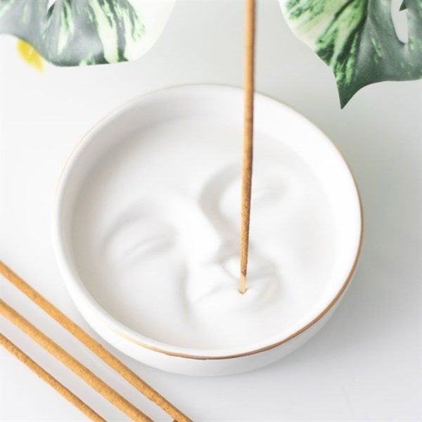 Serano White Moon Face Incense Stick Holder