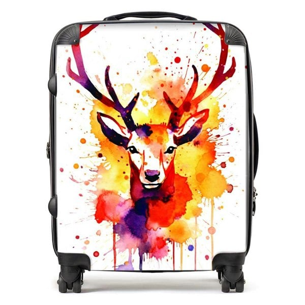 Warren Reed Watercolour Stag Face Suitcase