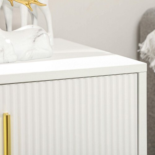 Wyld Haus Tempette Wood White And Gold Tone Elegant 3 Ribbed Drawer Storage Chest