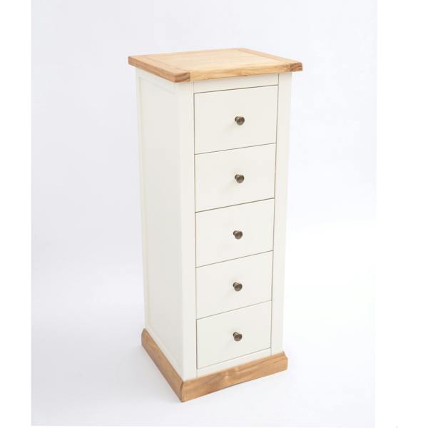 Cabinet Bits Trevi 5 Drawer Narrow Chest of Drawers Brass Knob