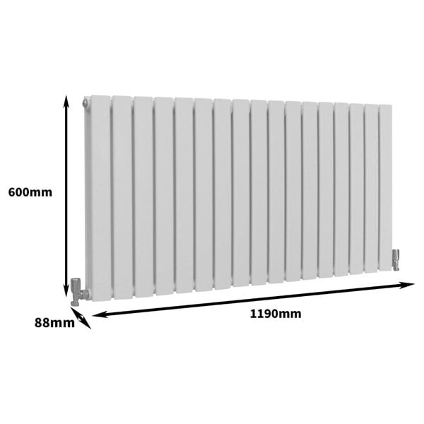 Designer Flat Panel Radiator - Gloss White (600mm x 1190mm)