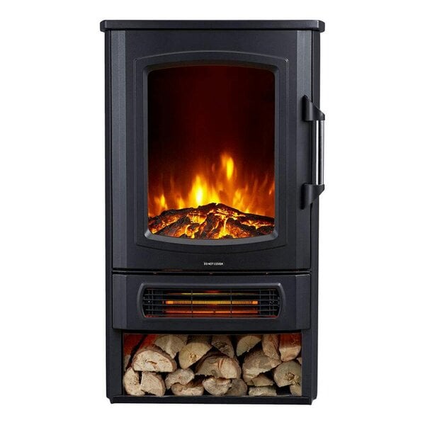 Neo Direct Neo Black Electric Fire Heater with Log Store, 1000W / 2000W
