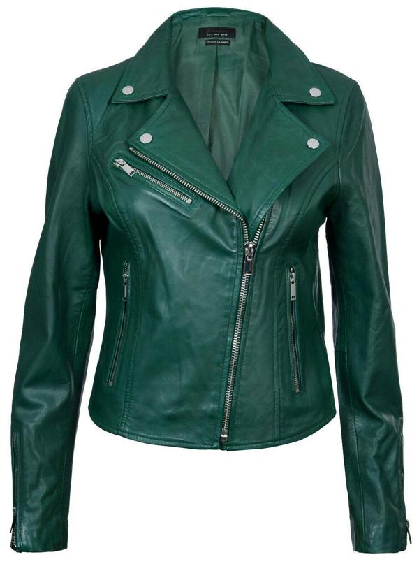 Womens Classic Leather Brando Biker Jacket-Loughton - Upperclass Fashions 