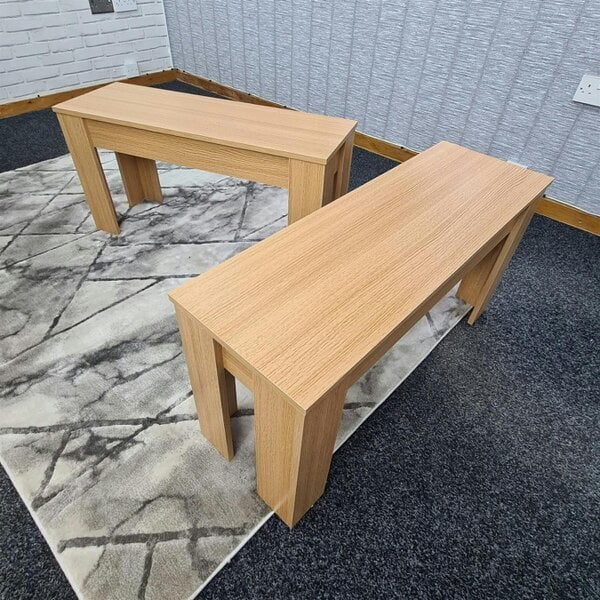 KOSY KOALA 2 Set Modern Light Wood Effect Dining Benches Wooden Seating for Dining Room Kitchen or Hallway (90 × 30 × 45 cm)