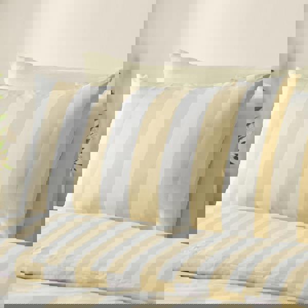 Catherine Lansfield Cove Stripe Reversible Duvet Cover Set Yellow