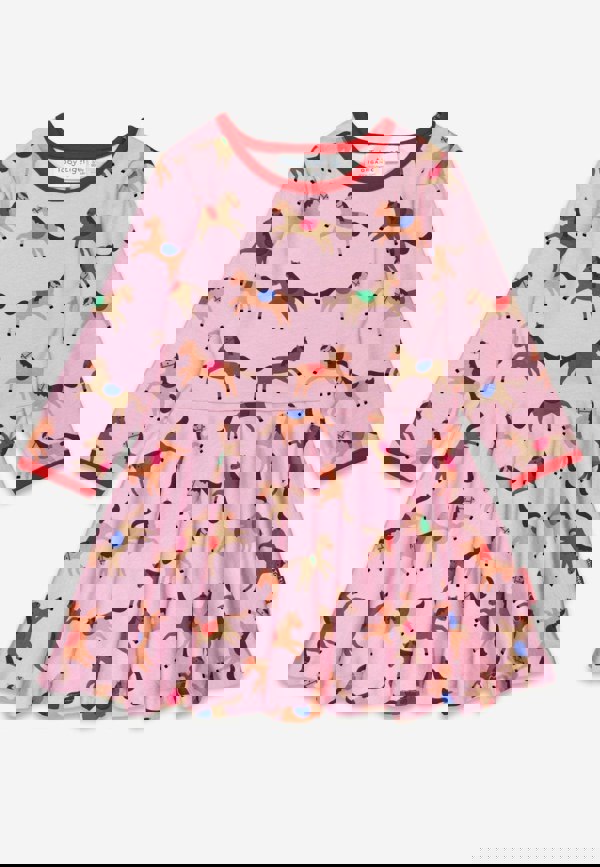 Organic Pink Horse and Pony Print Skater Dress - Toby Tiger