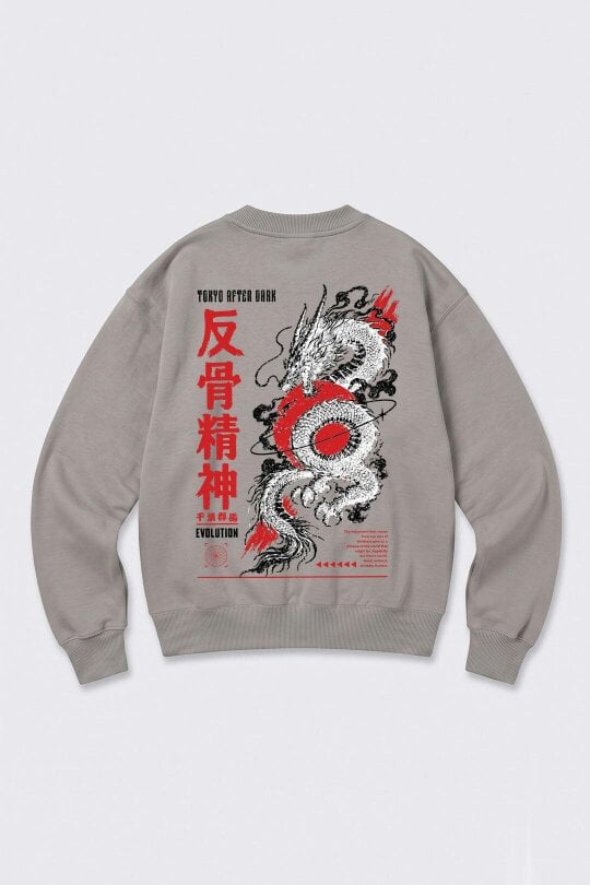 London Attitude Oversized Tokyo After Dark Dragon Sweatshirt