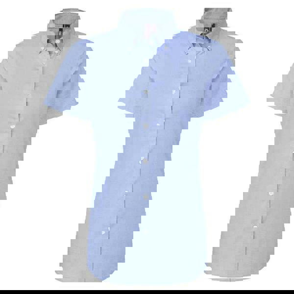 Premier Womens/Ladies Supreme Oxford Short-Sleeved Formal Shirt - Oxford Blue