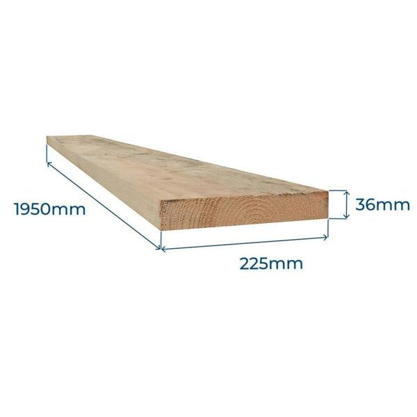 Snowdon Timber Factory Reject Unbanded Scaffold Board (L) 1.95m (W) 225mm (T) 36mm